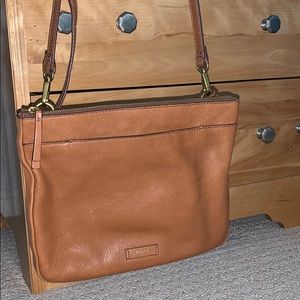 Fossil light brown leather side bag